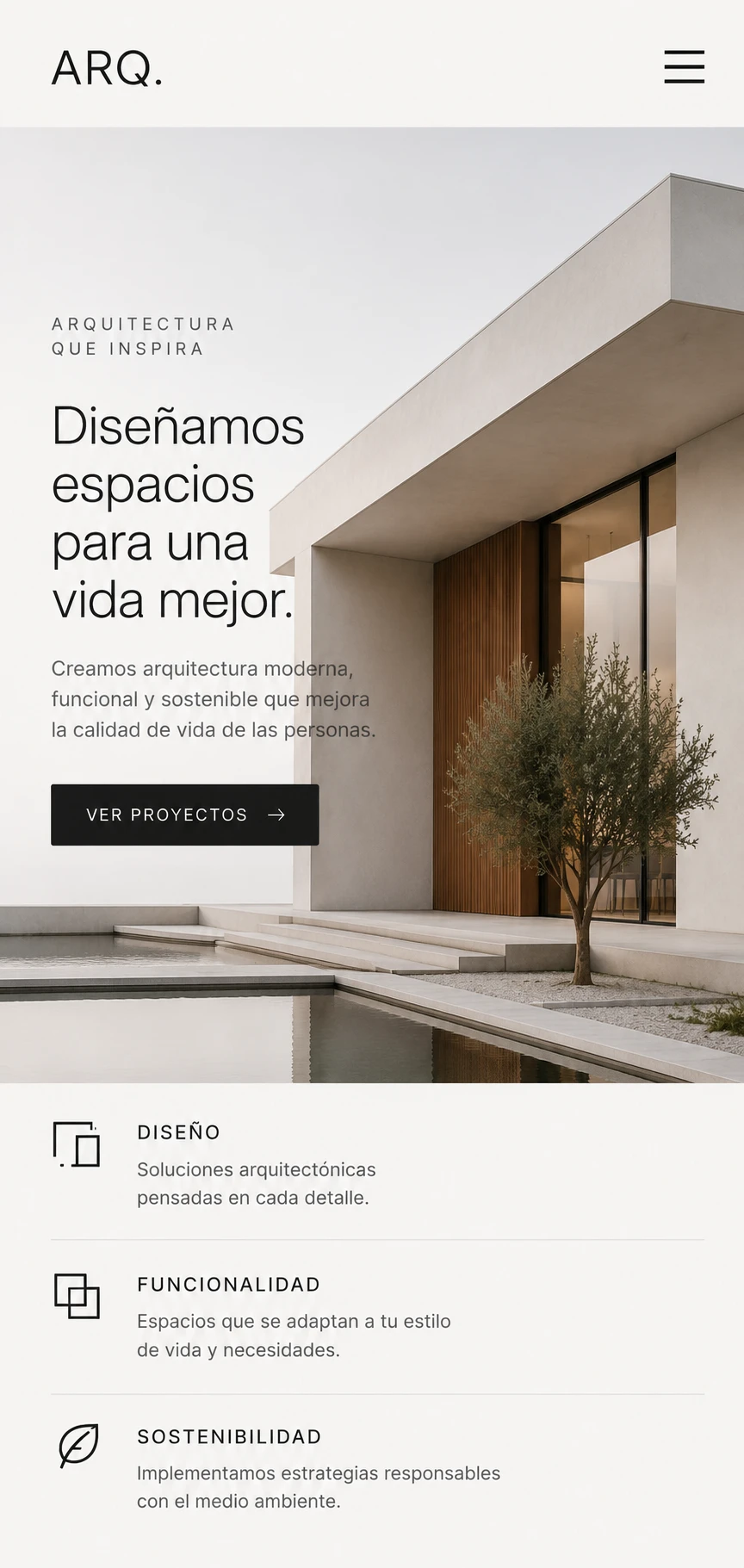 Ejemplo de estructura limpia y minimalista orientada a conversión